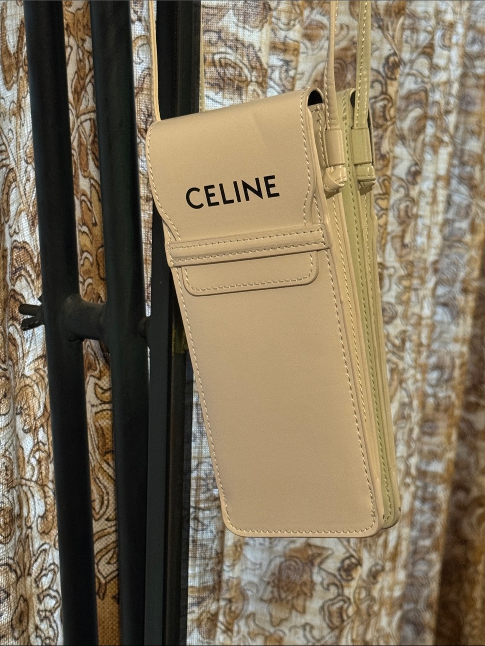 Celine White Leather Phone Pouch Crossbody